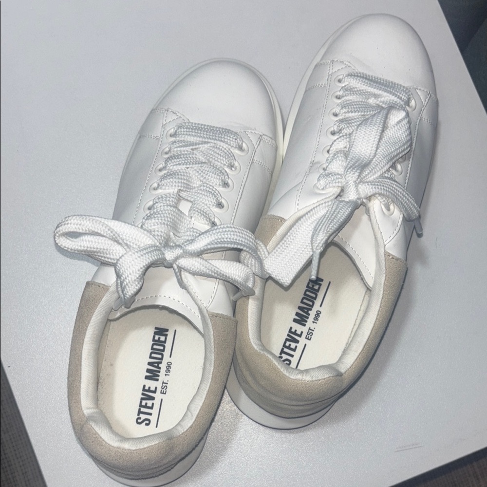 Steve Madden White Lace-Up Sneakers